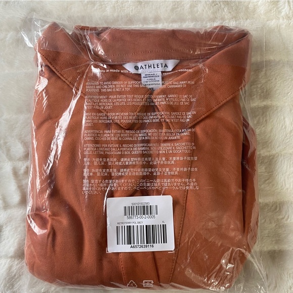 Athleta Retroterry Polo Sweatshirt Sunbaked Clay Orange Boxy Relaxed Size XL NEW - Picture 8 of 8